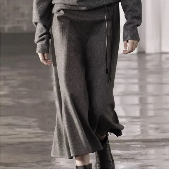 ZARA Wool blend cape skirt Midi A-line silhouette ZW collection Gray size XS NWT - Picture 3 of 12